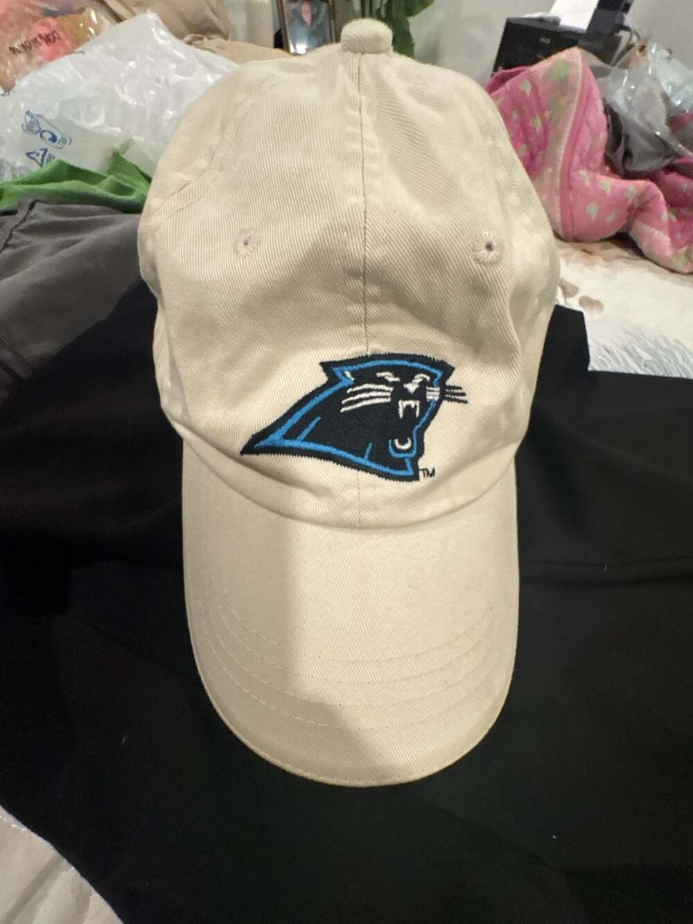 Vintage Carolina Panthers Hat • Y2K NFL Khaki Strapback Cap - ,